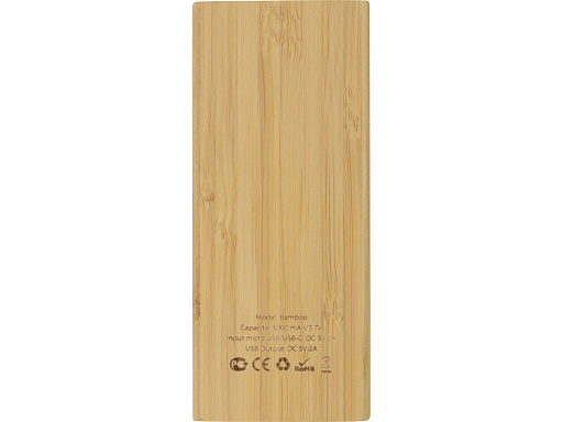 Внешний аккумулятор из бамбука «Bamboo», 5000 mAh